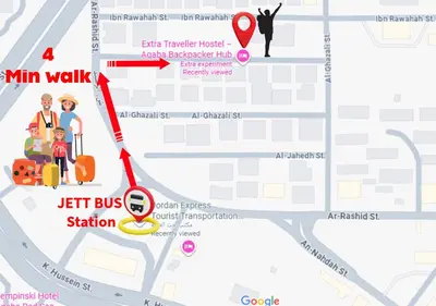 a map of the bus station at Extra Traveller in Aqaba