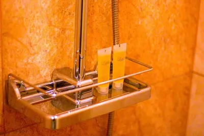 a metal toilet paper dispenser in a bathroom at ِAfnan hotel in Aqaba