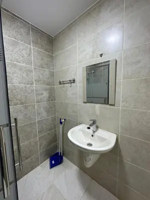 a bathroom with a sink and a mirror at Karak Plaza Residences in Kerak