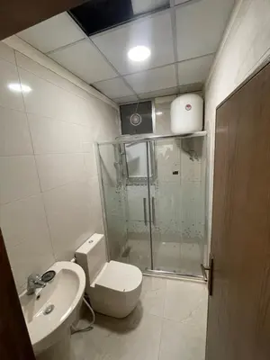 a bathroom with a shower and a toilet and a sink at Apartment for rent 50M fully furnished - in Amman