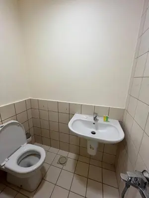 a bathroom with a toilet and a sink at E13 Samarah Resort Apartment in Sowayma