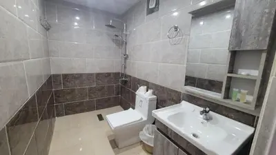 a bathroom with a toilet and a sink at Rum Gonesh Luxury Camp in Wadi Rum