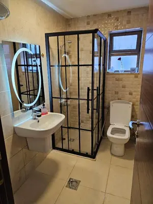 a bathroom with a toilet and a sink and a shower at Apartment no 30 in Amman