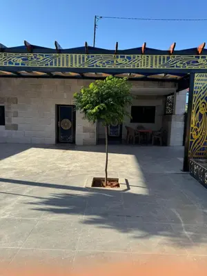 a tree in the middle of a patio at البيت الريفي in Jerash