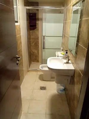 a bathroom with a sink and a toilet at 2bd apartment 32 in Amman