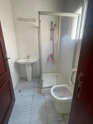 a bathroom with a shower and a toilet and a sink at Samira House in Amman