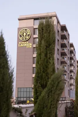 a building with a sign on the side of it at Luxurious in Abdoun Tower at 11th Floor in Amman