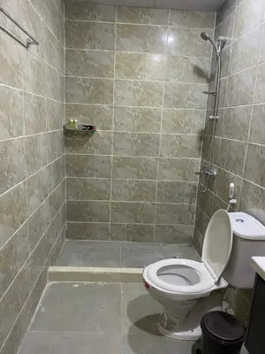 a bathroom with a toilet and a shower at Camp safaa rum in Wadi Rum