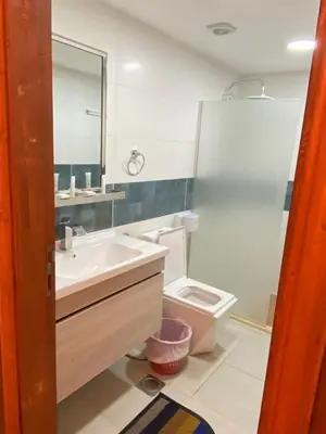 a bathroom with a sink and a toilet at Wadi Rum, sands of Mars in Wadi Rum