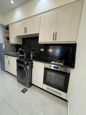 a kitchen with a stove and a dishwasher at Nozoll Boutique Residences in Amman