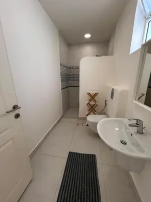 a white bathroom with a toilet and a sink at The Greek Village - Paros By Seahorse in Sowayma