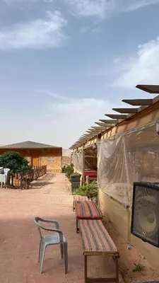 two benches sitting next to a building with a tv at Ali with the stars in Wadi Rum