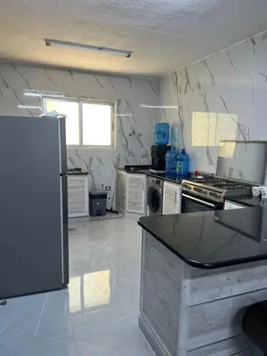 a kitchen with a refrigerator and a counter top at Jarash in Jerash