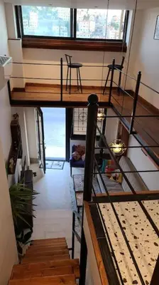 an overhead view of a staircase in a house at Loft Apartment Jabal Amman A in Amman