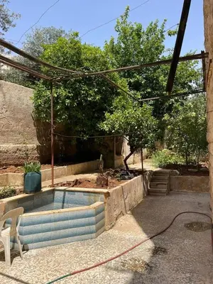 a backyard with a swimming pool and a garden at L goats house in Wadi Musa