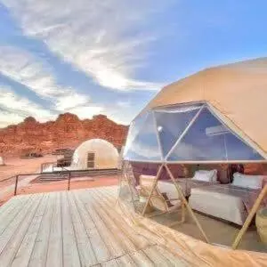 a tent on the roof of a building at Ayman camp in Wadi Rum