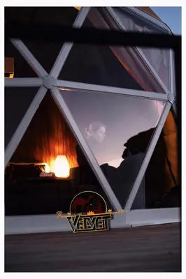 a view of a window of a yurt at VELVET WADi RUM LUXURY in Wadi Rum