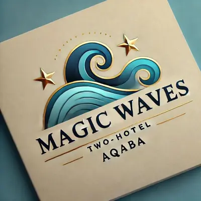 a book with a wave and stars on it at Magic Waves Hotel Aqaba in Aqaba