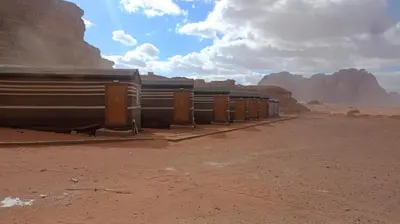 a train in the middle of the desert at Rum Pillars Camp in Disah