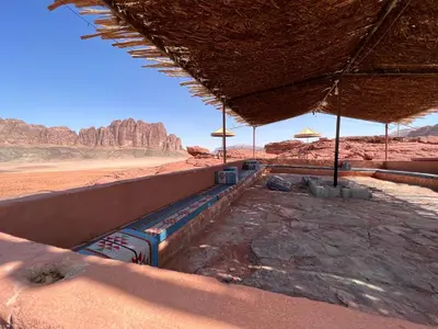a building with a view of the desert at Rum Experience in Aqaba
