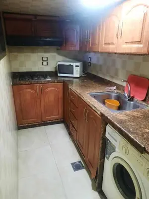 a kitchen with a sink and a washing machine at Daban Inn in Dhībān