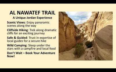 a flyer with a picture of a canyon at Dana Valley Tourism Hotel in Dana