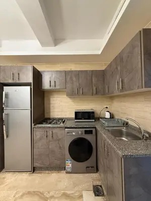 a kitchen with stainless steel appliances and a sink at unique 2bedroom at abdoun 007 in Amman