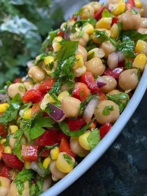a salad with beans and vegetables in a bowl at July house in Wadi Musa
