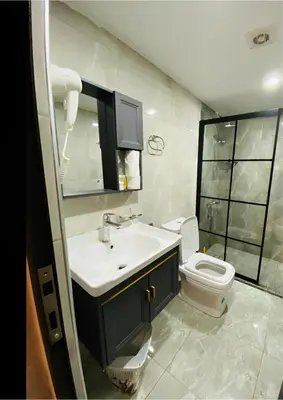 a bathroom with a sink and a toilet at Star Wars luxury camp in Wadi Rum