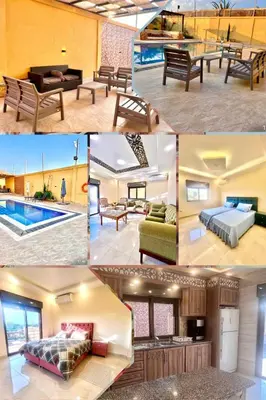 a collage of four pictures of a house at Janna2Villa in Shūnat Nimrīn