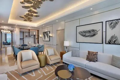 a living room with a couch and chairs at الأردن عمان in Irbid