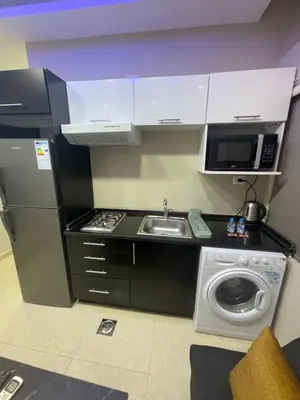 a small kitchen with a sink and a washing machine at apartment 60m 1bedroom for rent4 in Amman