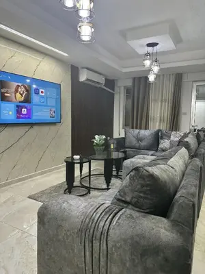 a living room with a couch and a tv at EVANNA SUITE & HOTELs VIP ايفانا للشقق الفندقيه VIP in Amman