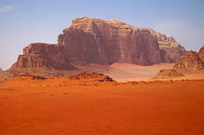 a mountain in the middle of the desert at Nayef camp wadi Rum in Wadi Rum