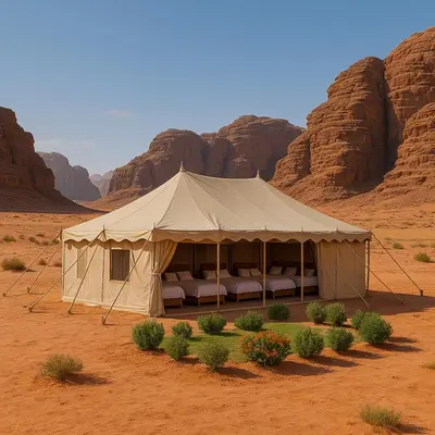 a tent in the middle of the desert at Super Delxue Tent in Azraq ash Shīshān