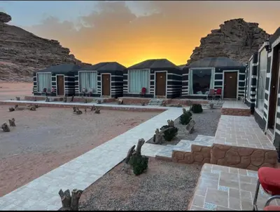 a rendering of a resort in the desert at sunset at Sand Desert Camp in Wadi Rum