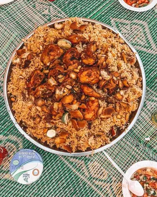 a plate of food on top of a table at Camp in the natural reserve & tours in Aqaba