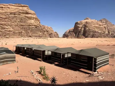 a building in the middle of the desert at Martian Desert Camp in Wadi Rum