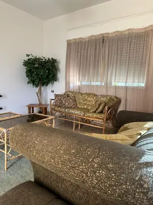 a living room with two couches and a window at 3 Bedroom Family Apartment in Amman in Amman