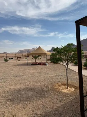 a tent in the middle of a desert with a tree at Ayloulcamp in Disah