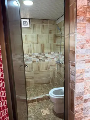 a bathroom with a toilet and a shower at Ayloulcamp in Disah