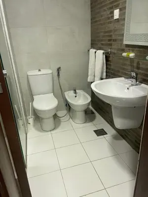 a bathroom with a toilet and a sink at Le Shot tours Hotel in Al Jafr