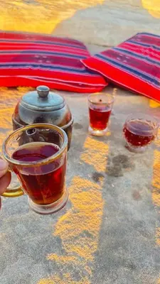 two cups of tea sitting on top of a table at Nadina Bedouin home in Petra