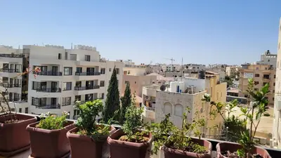 a group of potted plants on top of a building at Lavender Résidence in Amman
