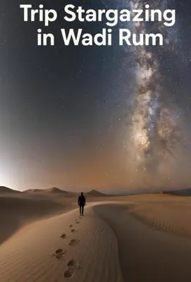 a man walking in the desert with footprints in the sand at Wadi rum camp in Wadi Rum