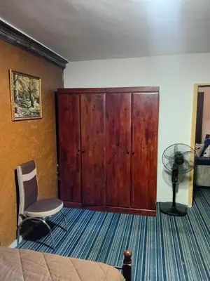 a bedroom with a wooden cabinet and a chair at Royal Homes Jordan in Amman