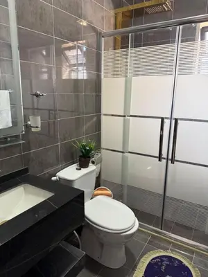 a bathroom with a toilet and a sink at 2bedrooms sport city in Amman