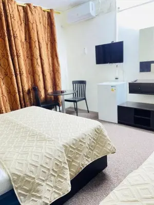 a hotel room with a bed and a television at Asia Hotel in Amman
