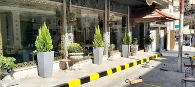 a building with a bunch of potted plants on the sidewalk at Arabesque Hotel in Amman