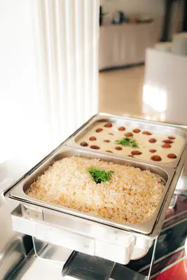 two trays of food sitting on a counter at Nomads Hotel in Wadi Musa